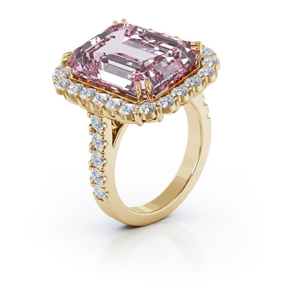 Emerald Cut Gemstone & 1.35Ct Diamond Ring in 14K Gold