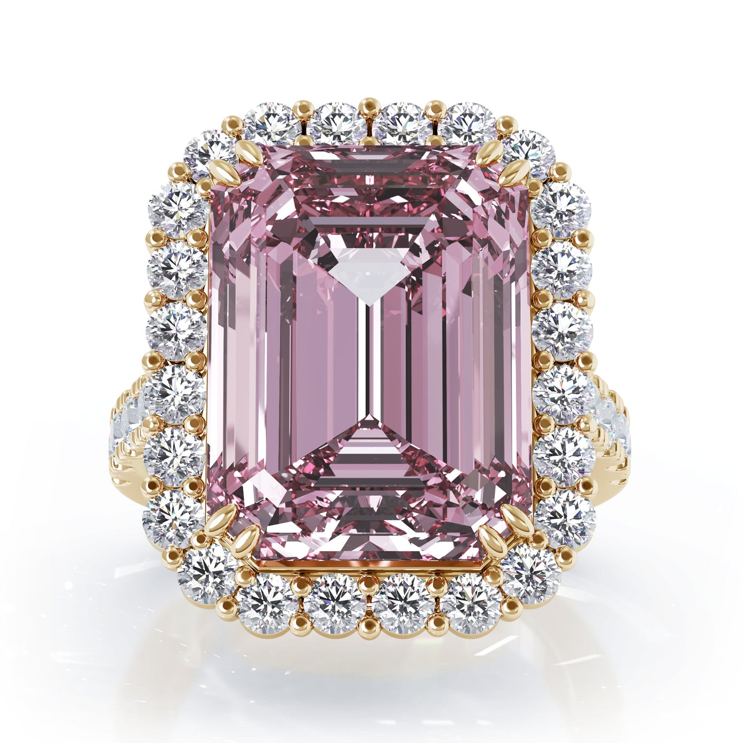 Emerald Cut Gemstone & 1.35Ct Diamond Ring in 14K Gold