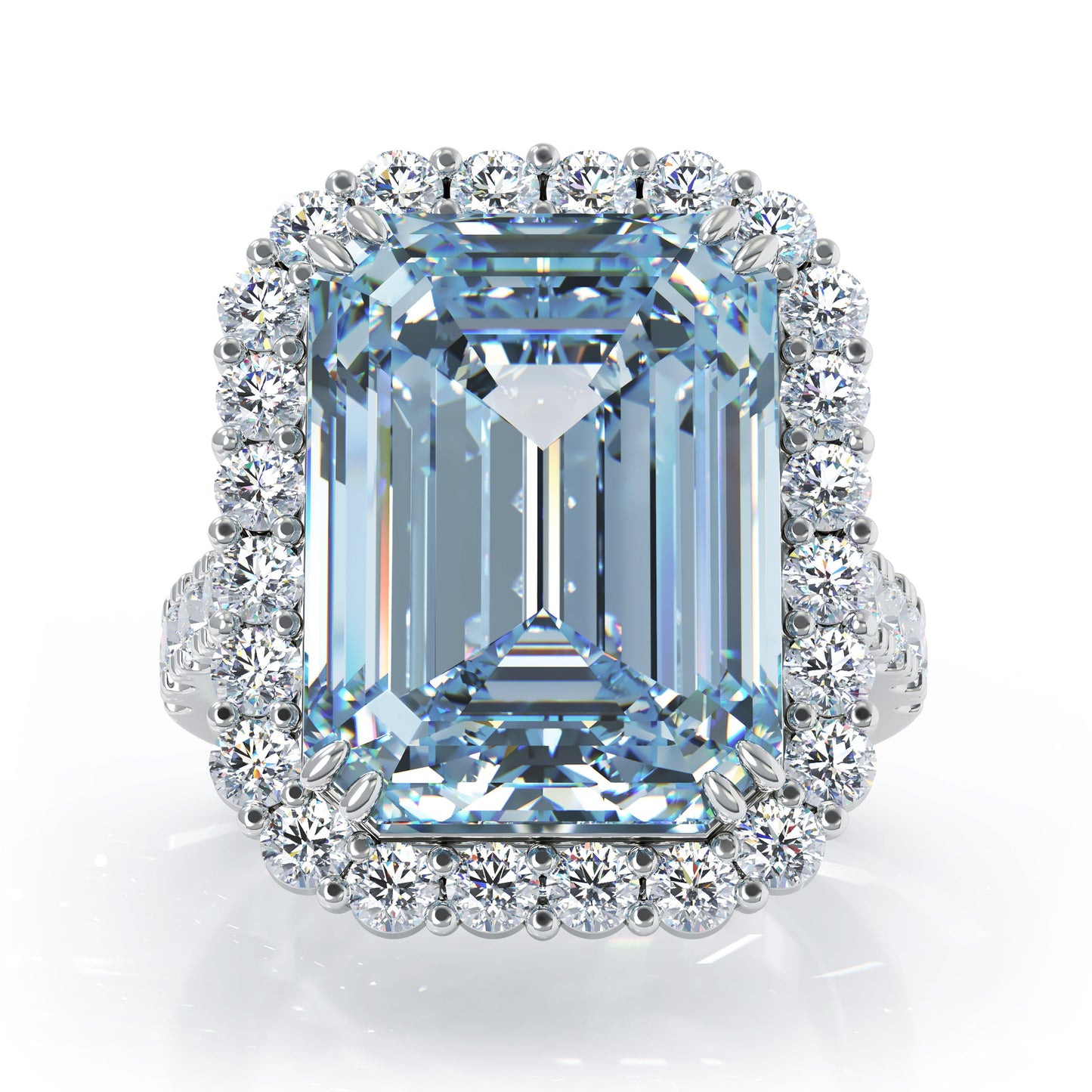 Emerald Cut Gemstone & 1.35Ct Diamond Ring in 14K Gold