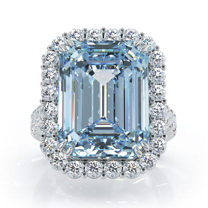 Emerald Cut Gemstone & 1.35Ct Diamond Ring in 14K Gold
