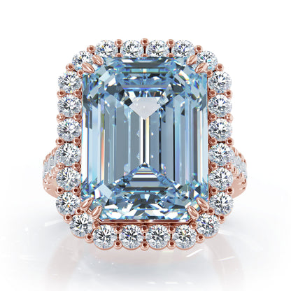 Emerald Cut Gemstone & 1.35Ct Diamond Ring in 14K Gold
