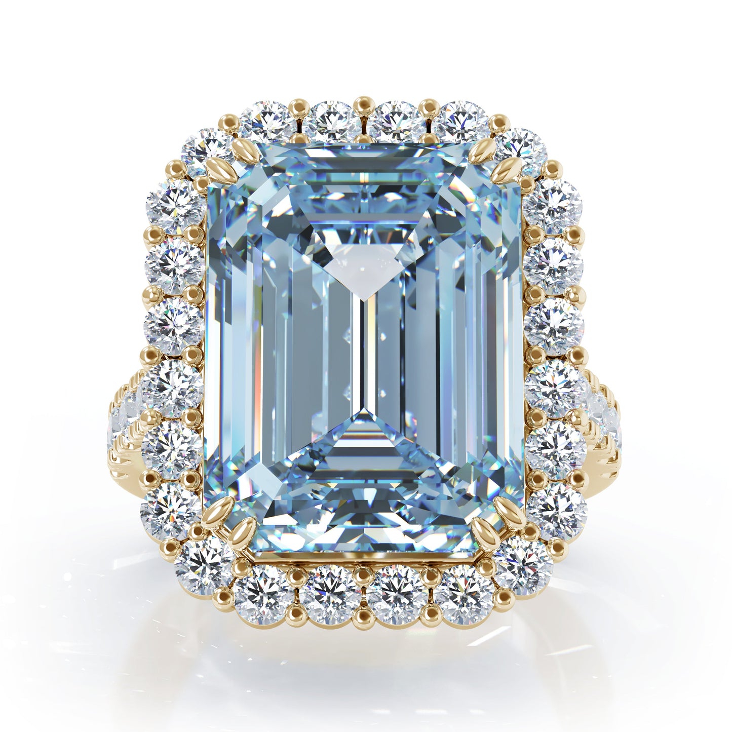 Emerald Cut Gemstone & 1.35Ct Diamond Ring in 14K Gold