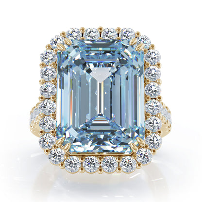 Emerald Cut Gemstone & 1.35Ct Diamond Ring in 14K Gold