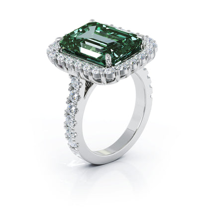 Emerald Cut Tourmaline & 1.45Ct Diamond Ring in 14K Gold