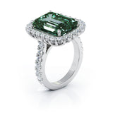 Emerald Cut Tourmaline & 1.45Ct Diamond Ring in 14K Gold