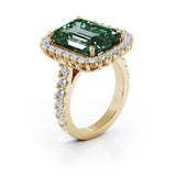 Emerald Cut Tourmaline & 1.45Ct Diamond Ring in 14K Gold