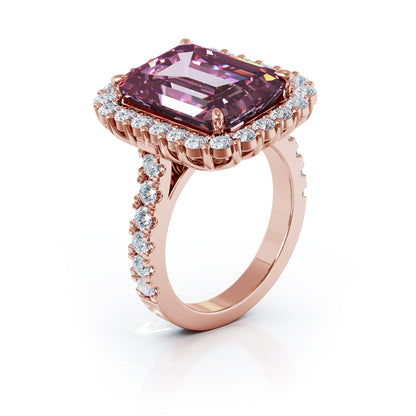 Emerald Cut Tourmaline & 1.45Ct Diamond Ring in 14K Gold