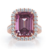 Emerald Cut Tourmaline & 1.45Ct Diamond Ring in 14K Gold
