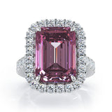 Emerald Cut Tourmaline & 1.45Ct Diamond Ring in 14K Gold
