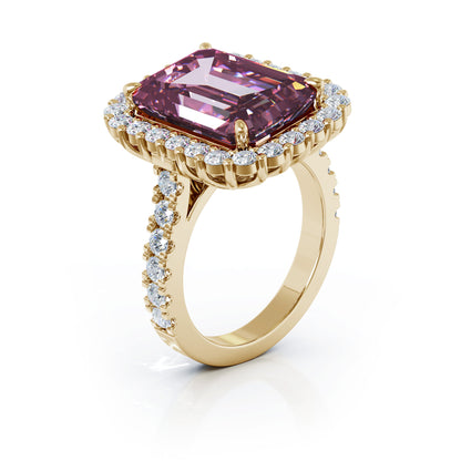 Emerald Cut Tourmaline & 1.45Ct Diamond Ring in 14K Gold
