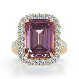 Emerald Cut Tourmaline & 1.45Ct Diamond Ring in 14K Gold
