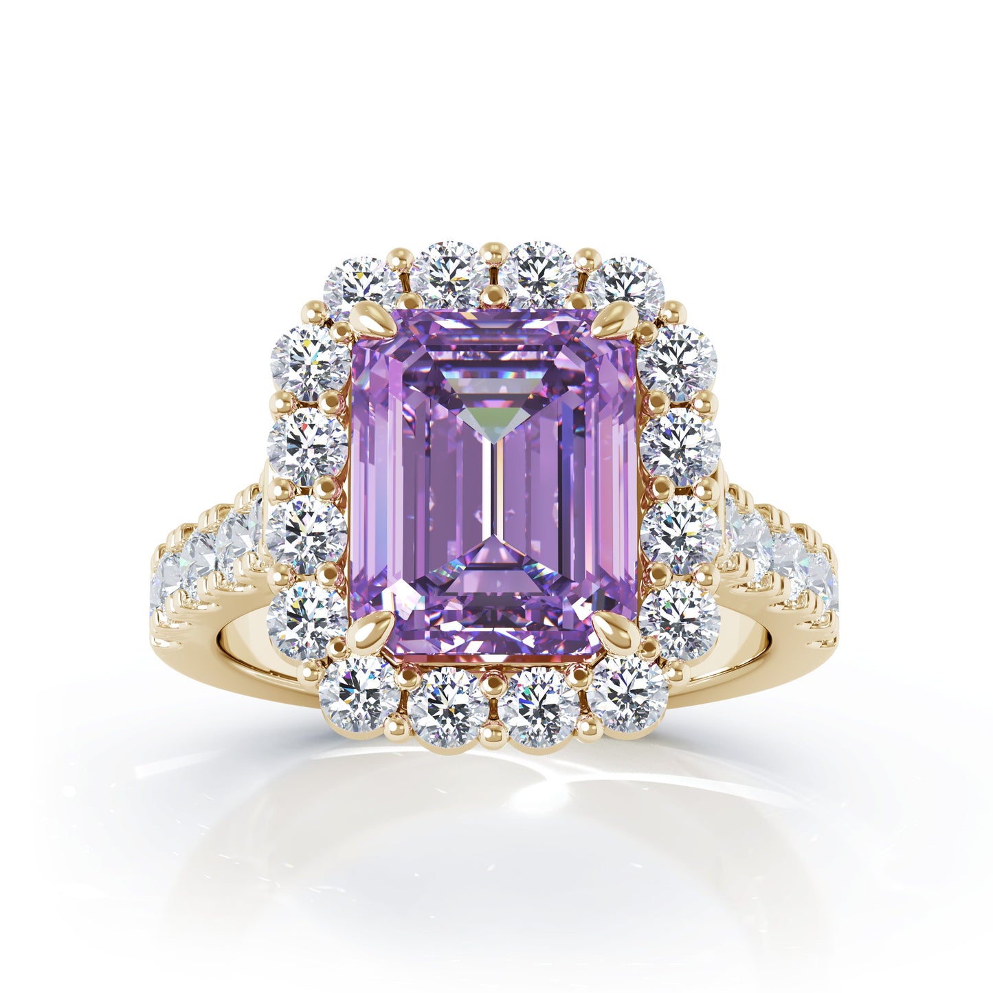 Emerald Cut Gemstone & 1.30Ct Diamond Ring in 14K Gold