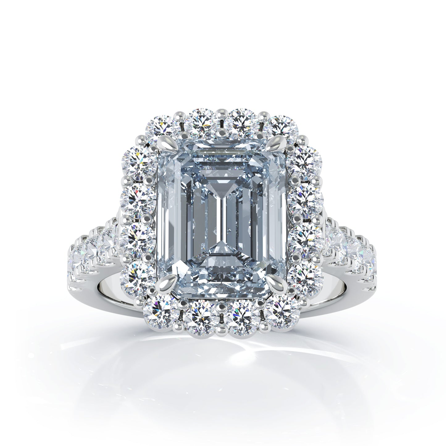 Emerald Cut Gemstone & 1.30Ct Diamond Ring in 14K Gold