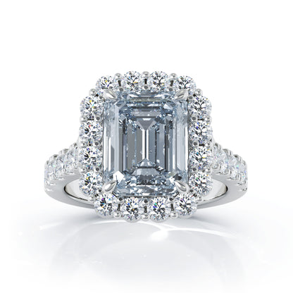 Emerald Cut Gemstone & 1.30Ct Diamond Ring in 14K Gold