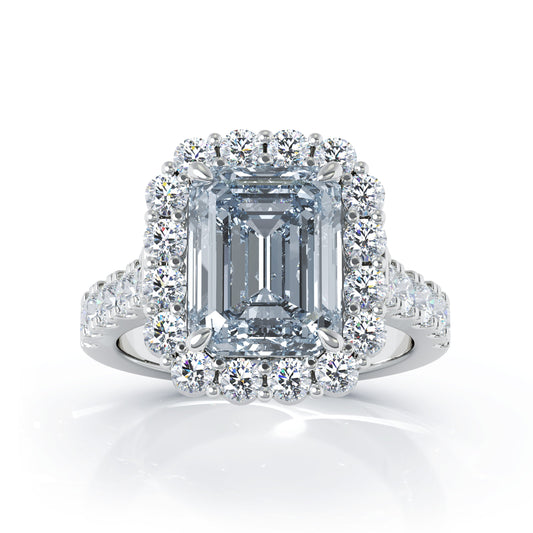 Emerald Cut Gemstone & 1.30Ct Diamond Ring in 14K Gold