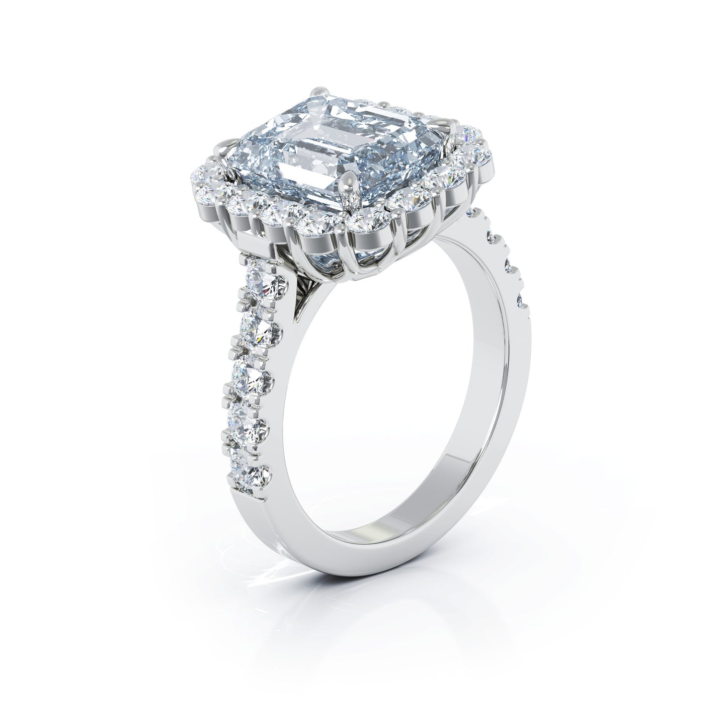 Emerald Cut Gemstone & 1.30Ct Diamond Ring in 14K Gold