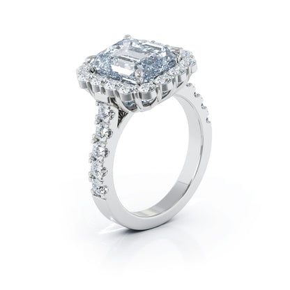 Emerald Cut Gemstone & 1.30Ct Diamond Ring in 14K Gold
