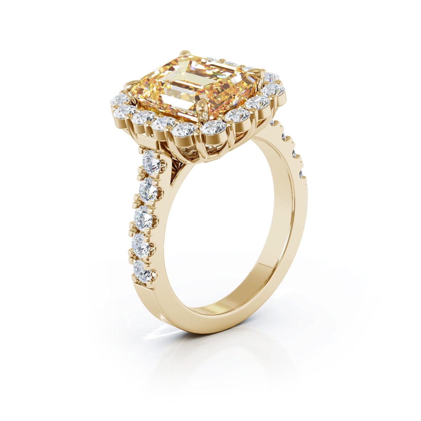 Emerald Cut Gemstone & 1.30Ct Diamond Ring in 14K Gold