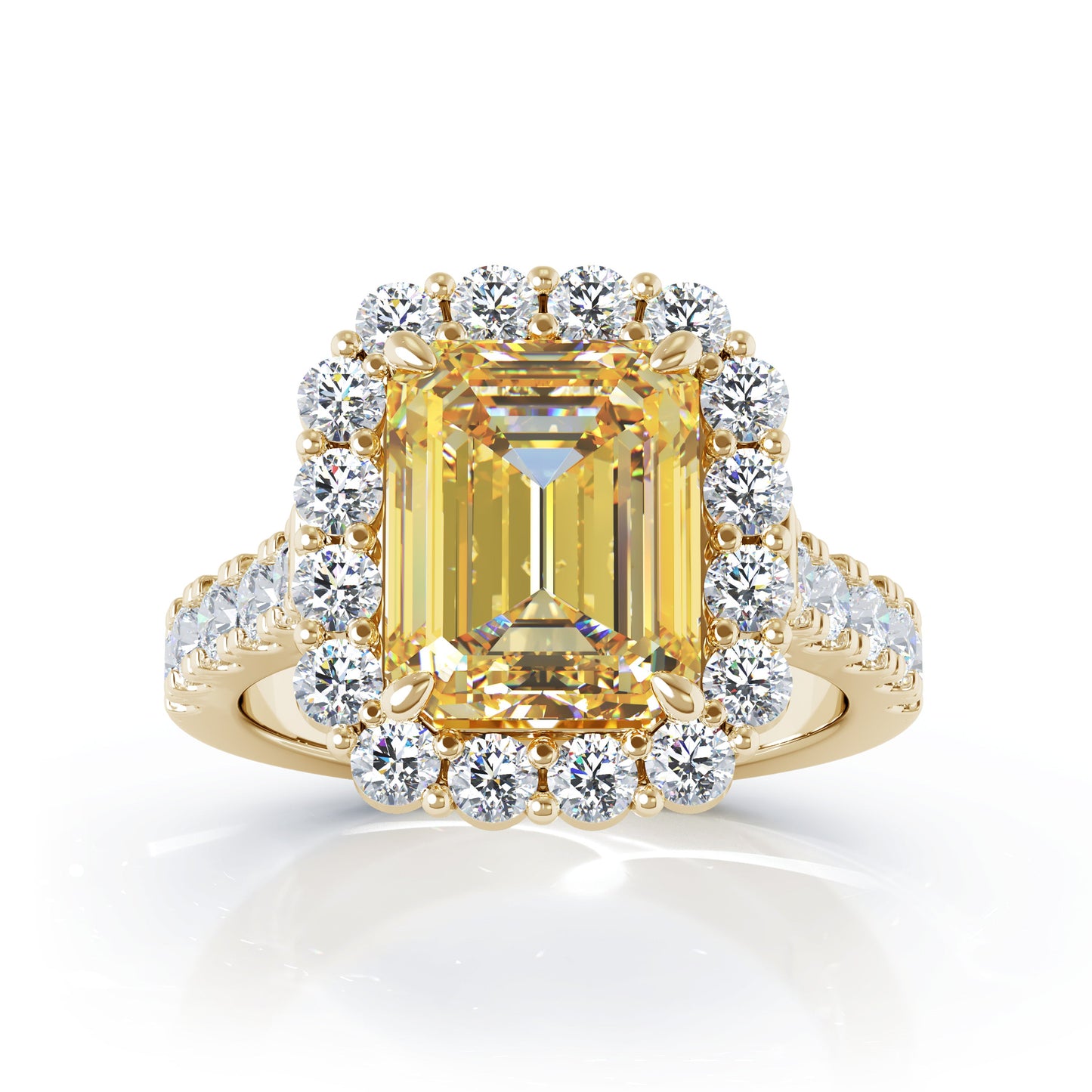 Emerald Cut Gemstone & 1.30Ct Diamond Ring in 14K Gold