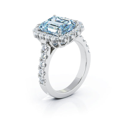 Emerald Cut Gemstone & 1.30Ct Diamond Ring in 14K Gold