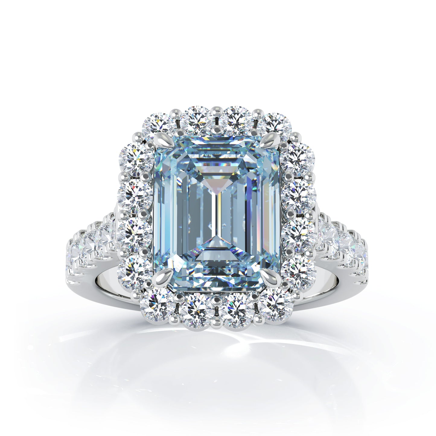 Emerald Cut Gemstone & 1.30Ct Diamond Ring in 14K Gold