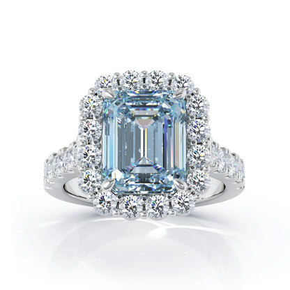 Emerald Cut Gemstone & 1.30Ct Diamond Ring in 14K Gold