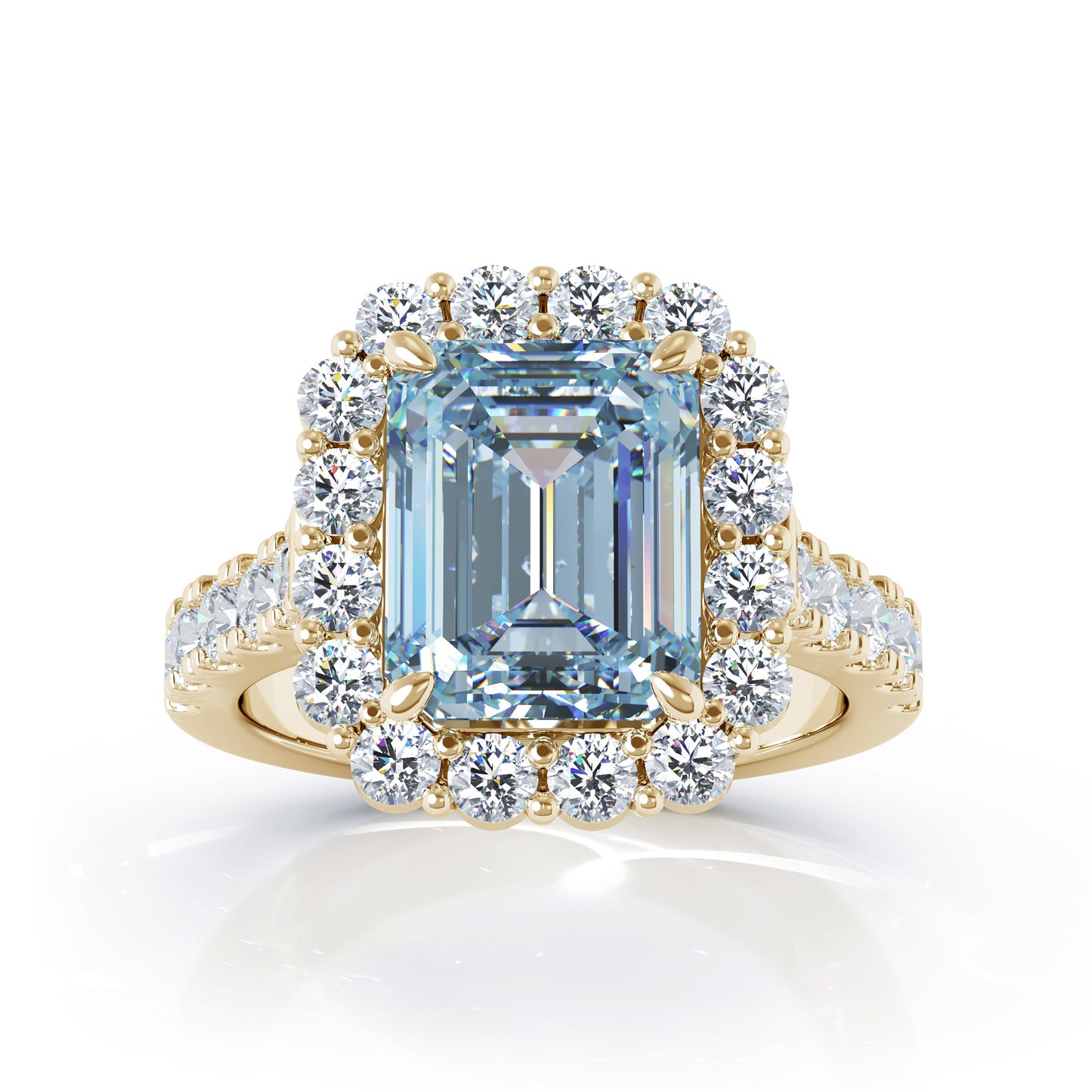 Emerald Cut Gemstone & 1.30Ct Diamond Ring in 14K Gold