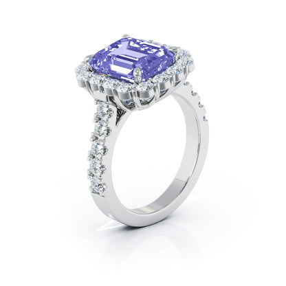 Emerald Cut Gemstone & 1.30Ct Diamond Ring in 14K Gold