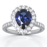 Pear Gemstone & 0.34Ct Diamond Ring in 14K White Gold