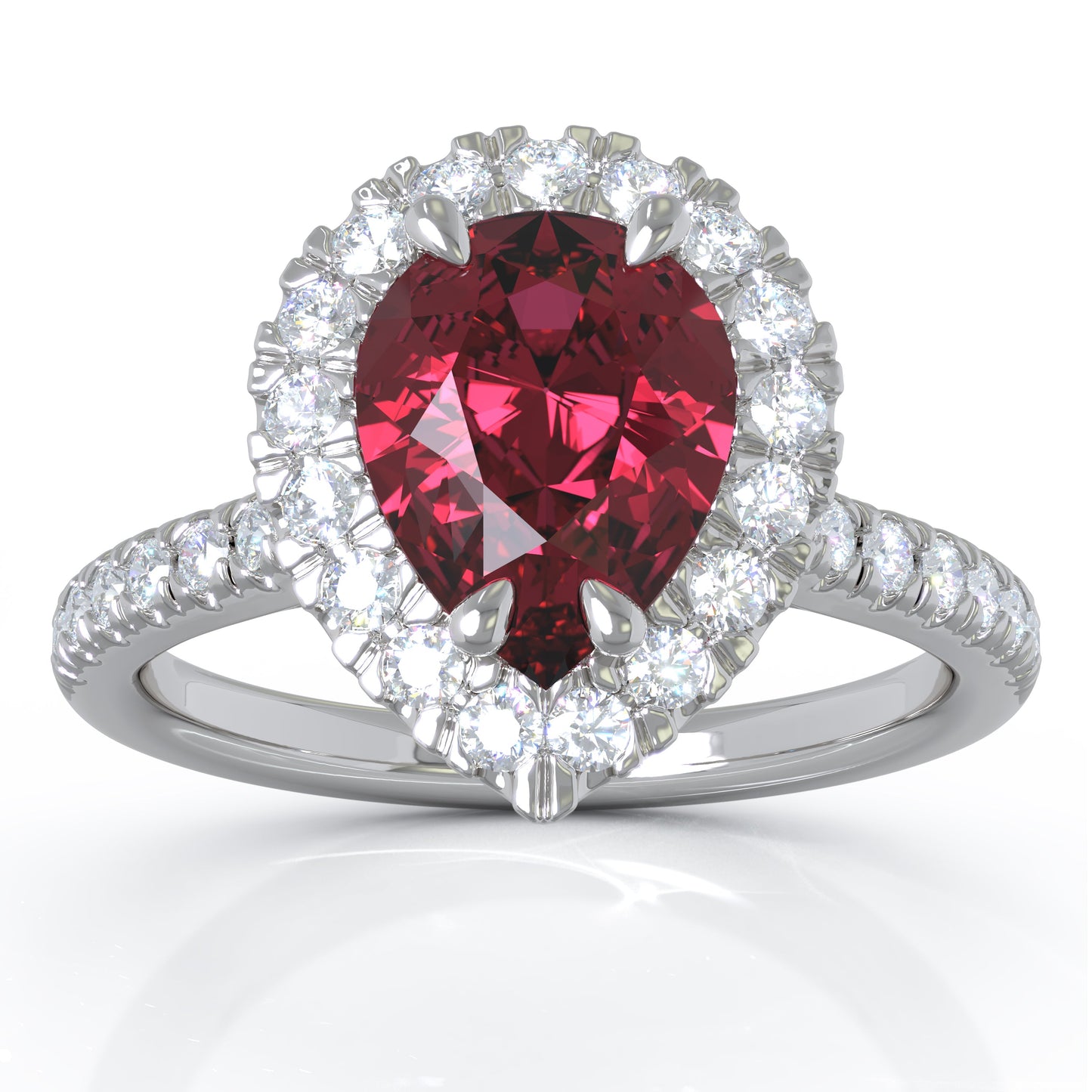 Pear Gemstone & 0.34Ct Diamond Ring in 14K White Gold