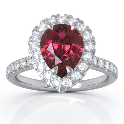 Pear Gemstone & 0.34Ct Diamond Ring in 14K White Gold