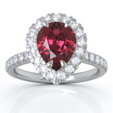 Pear Gemstone & 0.34Ct Diamond Ring in 14K White Gold