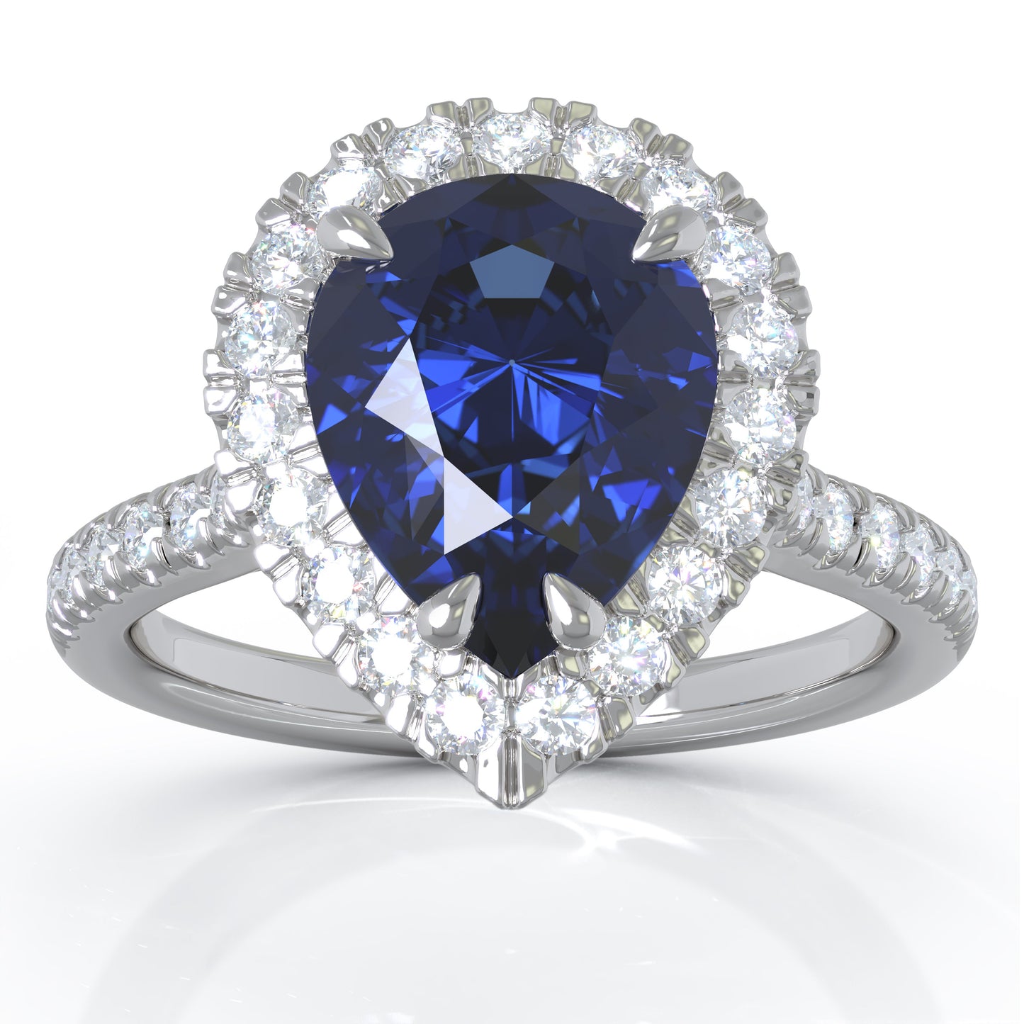 Pear Gemstone & 0.34Ct Diamond Ring in 14K White Gold