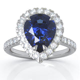 Pear Gemstone & 0.34Ct Diamond Ring in 14K White Gold