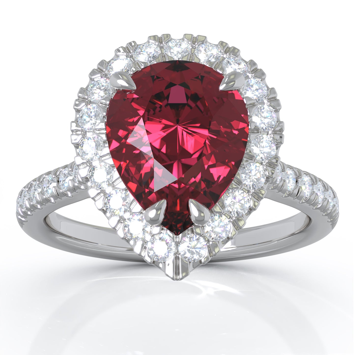 Pear Gemstone & 0.34Ct Diamond Ring in 14K White Gold