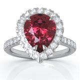 Pear Gemstone & 0.34Ct Diamond Ring in 14K White Gold