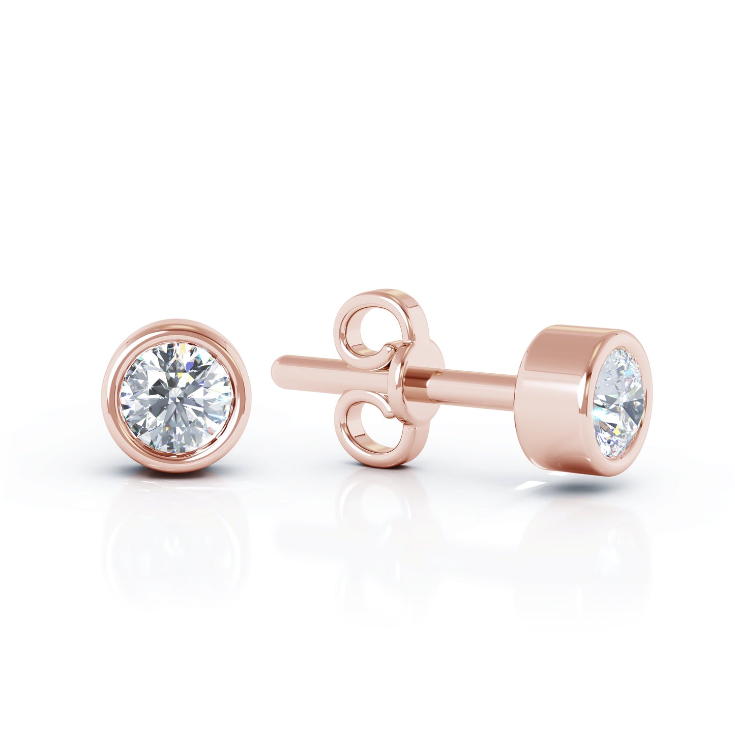 0.25 Ct Diamond Bezel Set Stud Earrings in 14K Gold