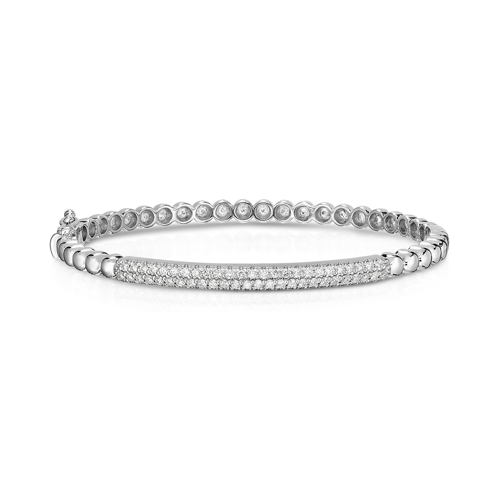 Noray Designs 14K White Gold 2-Row Diamond (0.65 Ct, G-H Color, SI2-I1 Clarity) Beaded Bangle