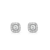 14K White Gold Diamond (0.35 Ct, G-H, SI2-I1) Cluster Square Shape Stud Earrings