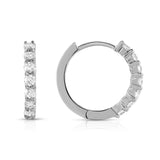 14K White Gold Diamond (0.62 Ct, G-H Color, SI2-I1 Clarity) Huggie Hoop Earrings