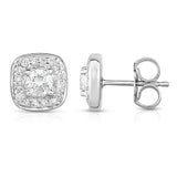 14K White Gold Diamond (0.65 Ct, G-H Color, SI2-I1 Clarity) Square Cluster Stud Earring