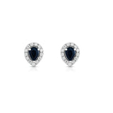 14K White Gold Blue Sapphire and Diamond (1/4 Ct, G-H Color, SI2-I1 Clarity) Pear Shape Earrings