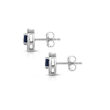 14K White Gold Blue Sapphire and Diamond (1/4 Ct, G-H Color, SI2-I1 Clarity) Heart Shape Earrings