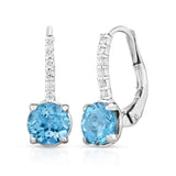 14K White Gold Peridot, London Blue Topaz  OR Tanzanite & Diamond (0.08 Ct,G-H, SI2-I1)  Leverback Earrings