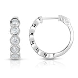 14K White Gold Diamond (1.50 Ct, G-H Color, I1-I2 Clarity) Bezel Set Hoop Earrings