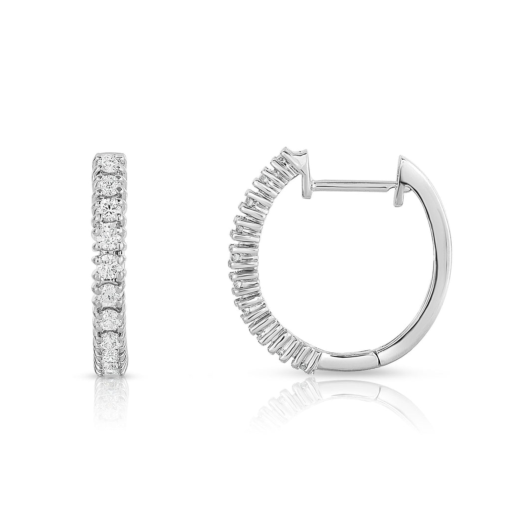 14K White Gold Diamond (0.40 Ct, G-H Color, SI2-I1 Clarity) Hoop Earrings