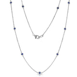 14K White Gold 0.50 Ct Blue Sapphire by the Yard 10 Station Necklace, 18 Inches