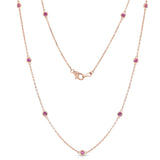 14K Rose Gold 1 Ct Pink Sapphire by the Yard 10 Station Necklace, 18 Inches