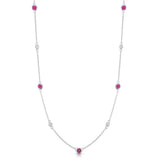 14K White Gold Ruby & Diamond by the Yard 11 Station Necklace (0.30 Ct, G-H, SI2-I1), 17-18" Chain