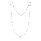 14K White Gold Peridot & Diamond by the Yard 11 Station Necklace (0.30 Ct, G-H, SI2-I1), 17-18" Chain
